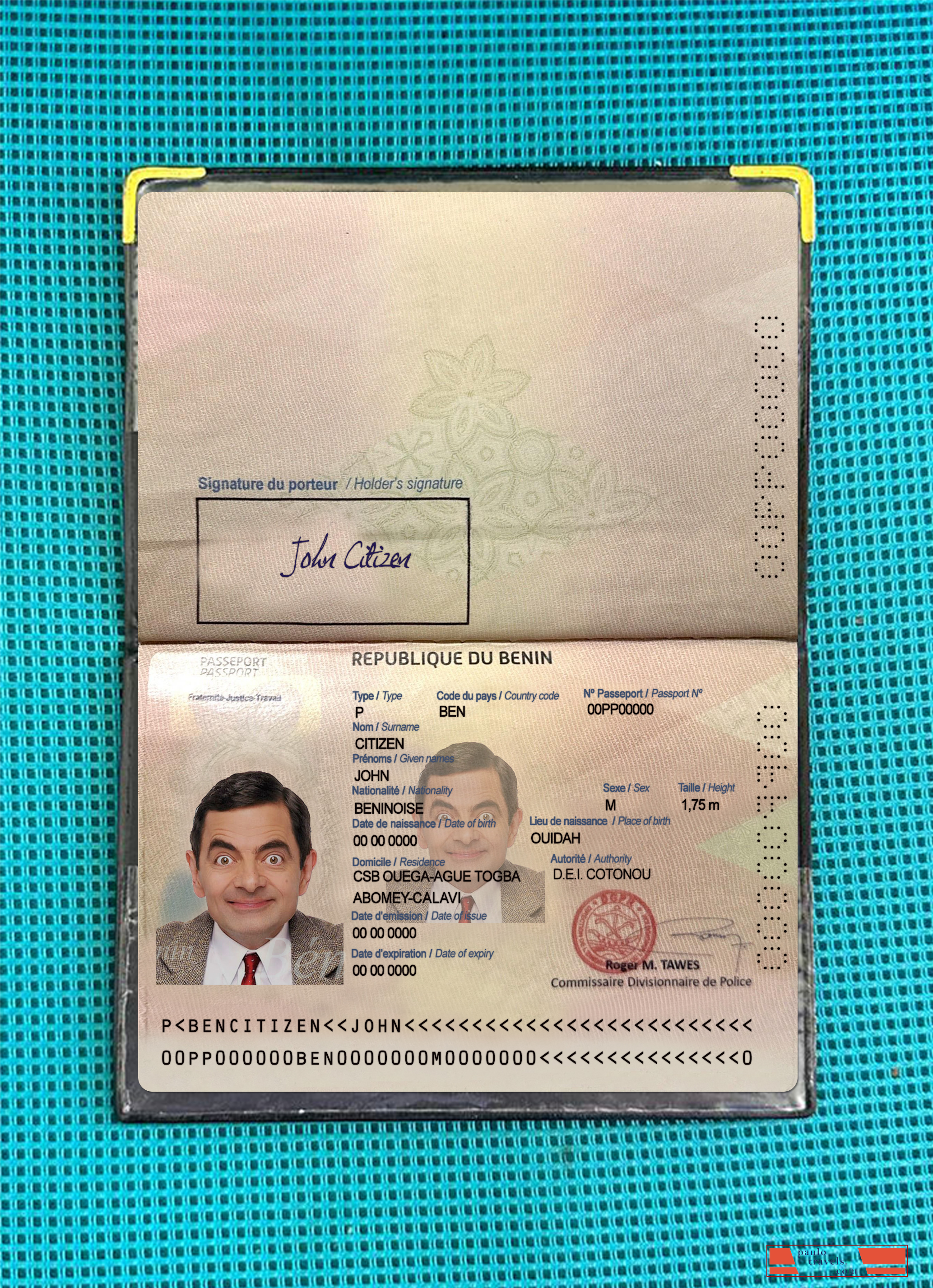 Benin passport 2022 present photolook PSD template